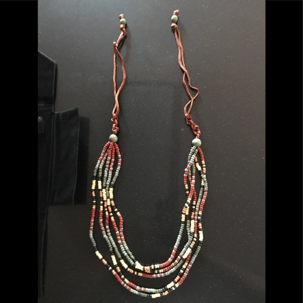 Wooden bead necklace. Boho style.